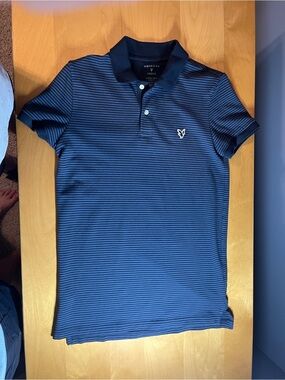 American Eagle Men’s Polo Shirt | Blue & Navy | Men’s XS